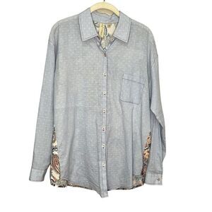 Allison Joy Shirt Womens Small Stripe Paisley Boho Button Up Patchwork Top